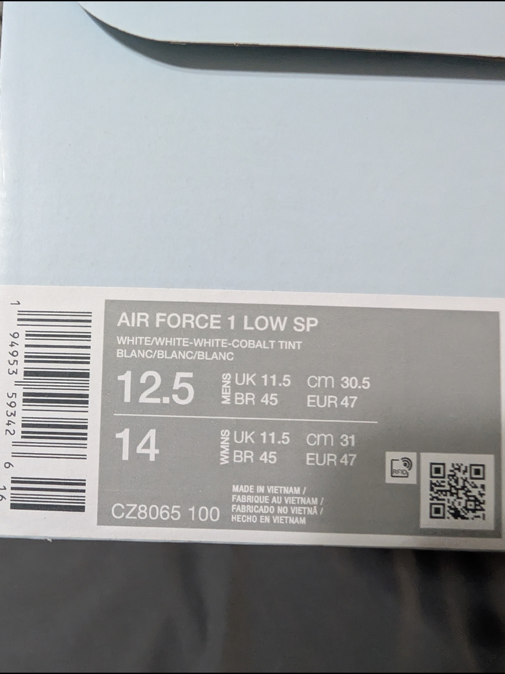 Nike Air Force 1 Low SP - White with Cobalt Tint